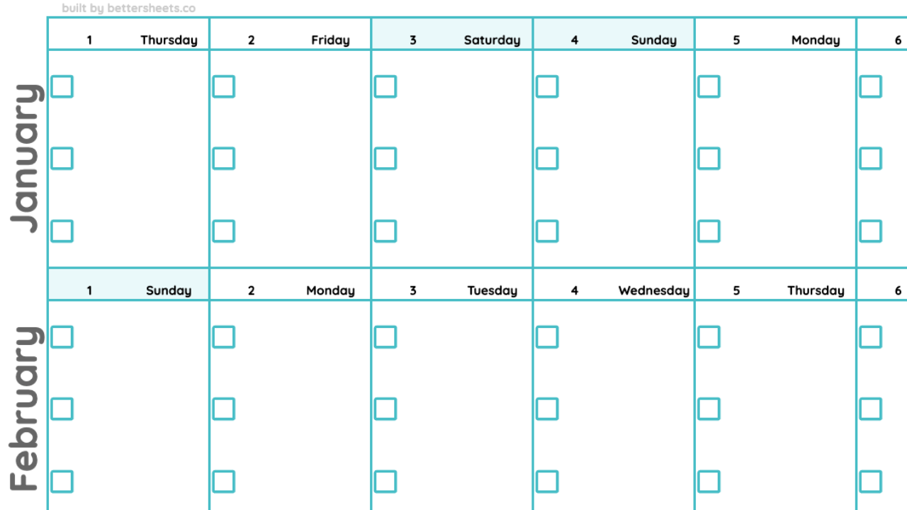 Checkbox Habit Tracker Calendar